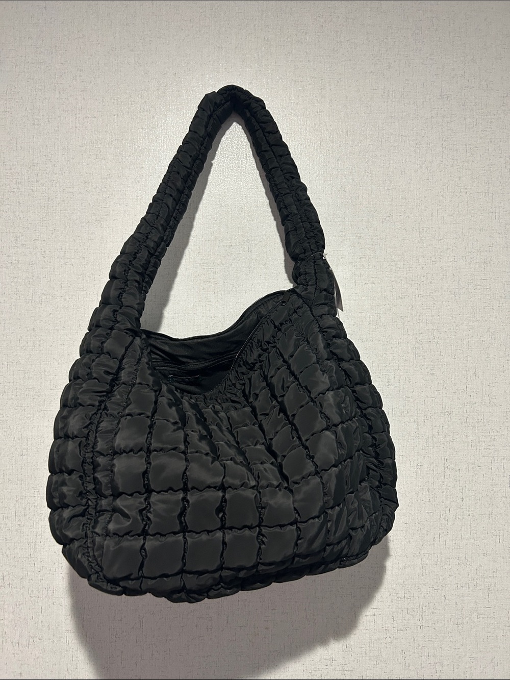Wild Fable Padded Quilted Black Shoulder Hobo Bag for Women